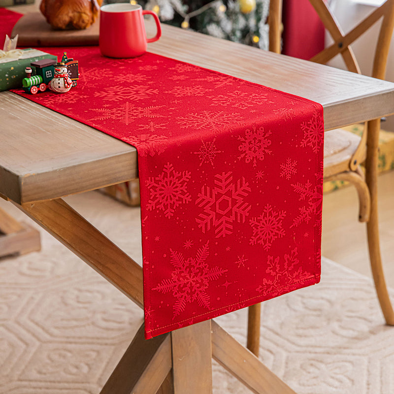 Christmas Table Runner Dark Jacquard Dining Table