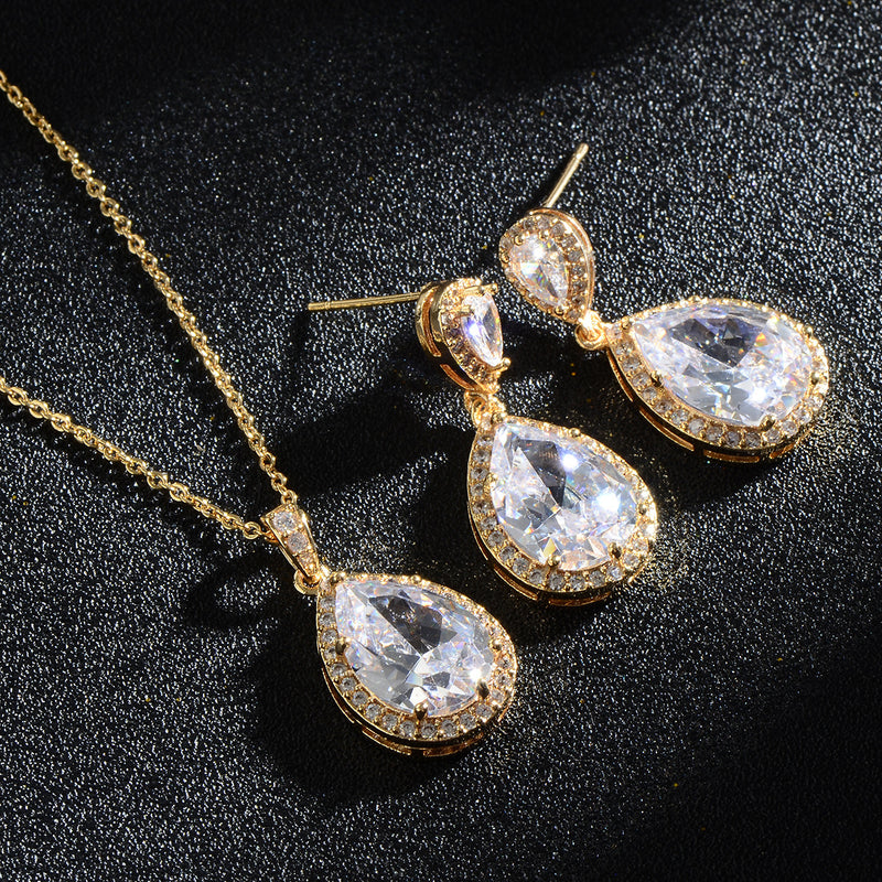 Zircon Water Drops Jewelry Set