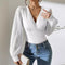 Knitted Deep V Long Sleeve Top