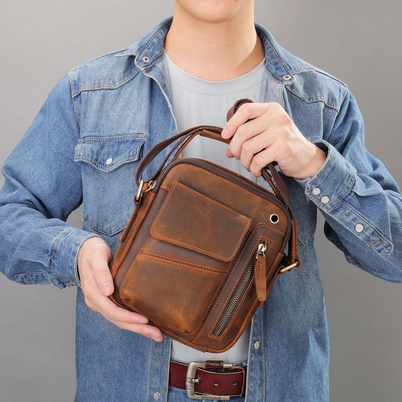 Men's Business Leather Crossbody Bag