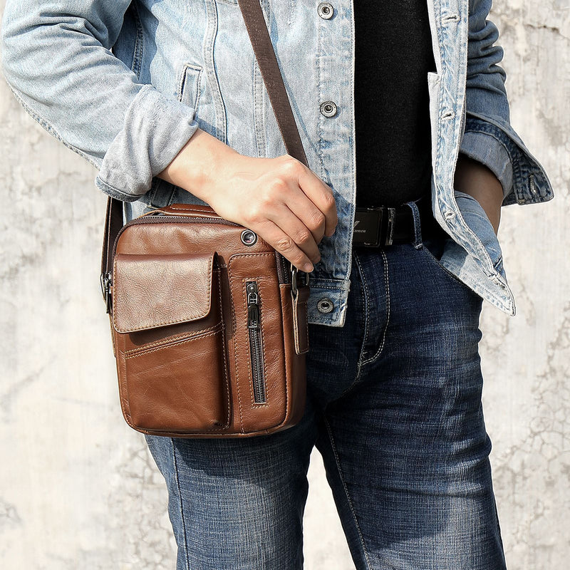 Men's Business Leather Crossbody Bag