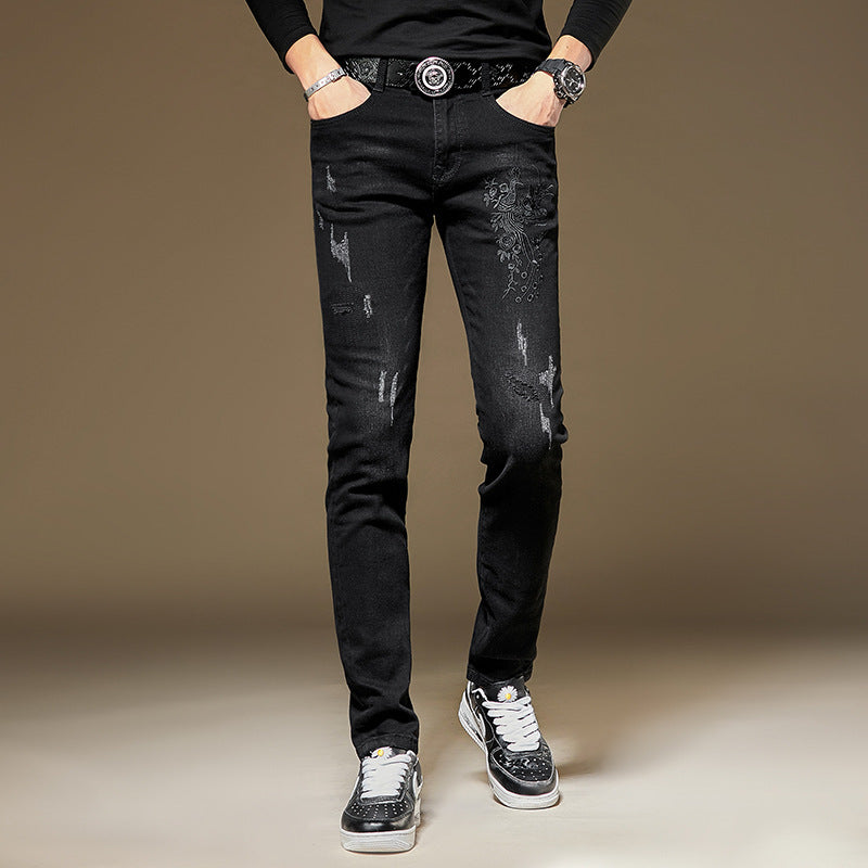 Men's Embroidered Jeans Slim Fit