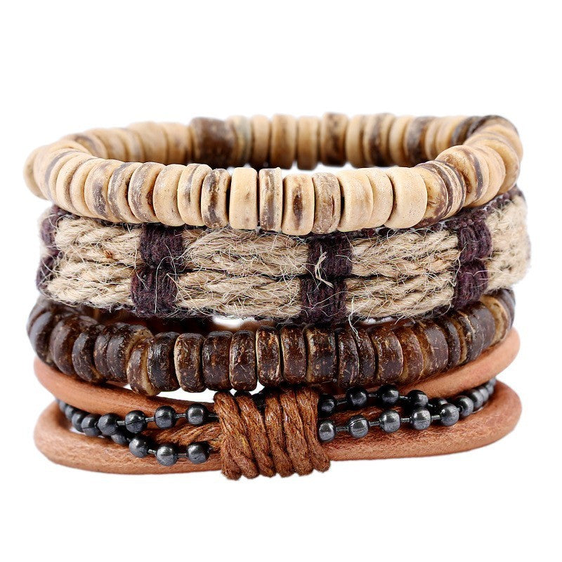 Multi-layer Men's Cattle Leather Bracelet