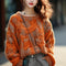 Orange Classic Style Thick Thread Sweater