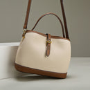 Lychee Pattern Large Capacity Contrast Color Single Shoulder Leather Bag