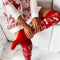 Winter Christmas Warm Knitted Women Stocking Beautiful Elk Snowflake Jacquard Over-the-knee Casual Long Socks For Ladies Gifts Free Size