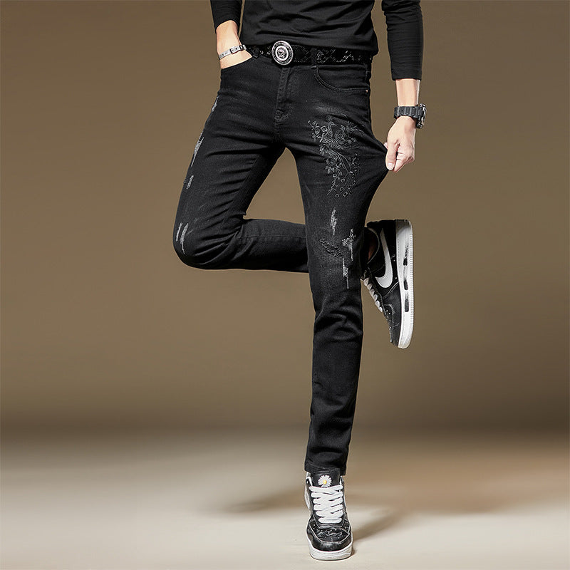 Men's Embroidered Jeans Slim Fit