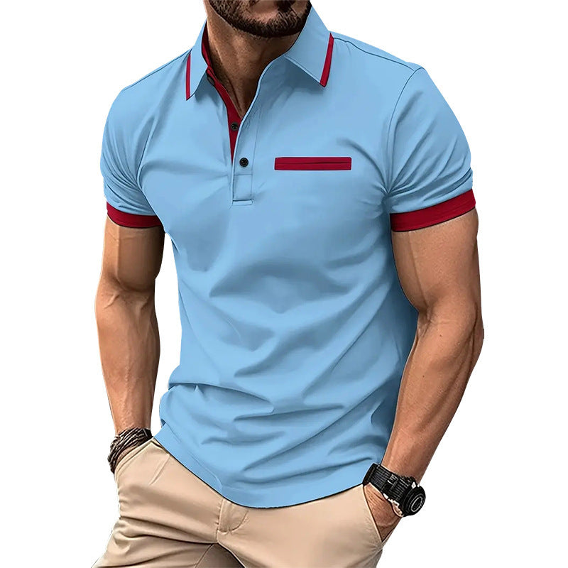 Faux Pocket Lapel Button Business T-shirt