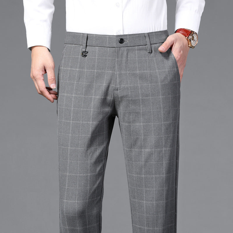 Men's Casual Business Plaid Trousers