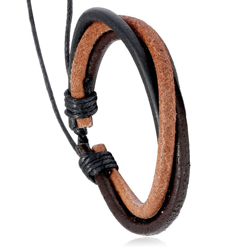 Multi-layer Men's Cattle Leather Bracelet