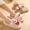 Christmas Shoes Ins Santa Claus Open-toe Cotton Slippers Winter Home Indoor Floor Plush Warm Furry Slippers Women