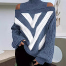 Geometric Color Matching Casual Loose Sweater