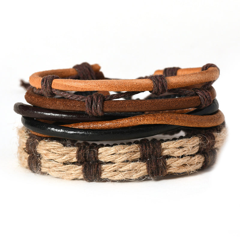 Multi-layer Men's Cattle Leather Bracelet