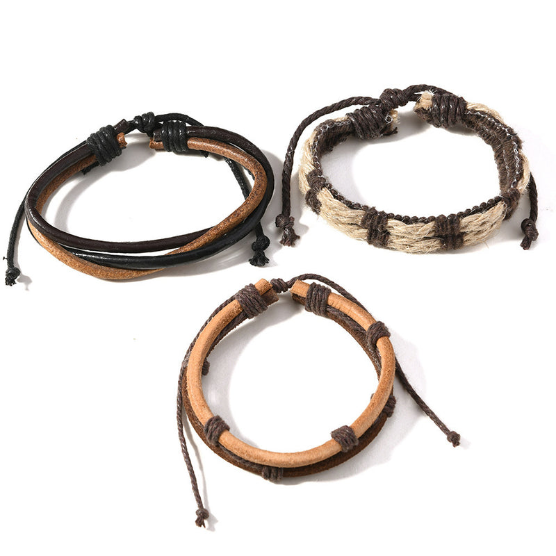 Multi-layer Men's Cattle Leather Bracelet