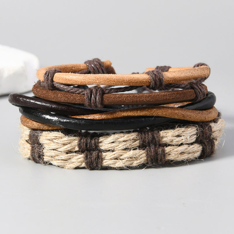 Multi-layer Men's Cattle Leather Bracelet