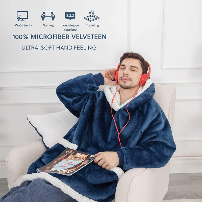 Winter TV Hoodie Blanket Winter Warm Home Clothes Women Men Oversized Pullover With Pockets