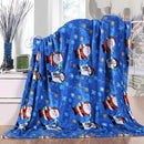 Christmas Elk Snowman Santa Claus Print Blanket Winter Double-sided Flannel Blanket For Sofa Sleeping Shawl