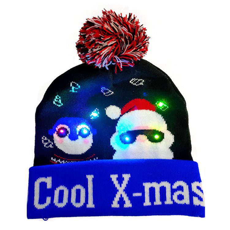 LED Christmas Hat Sweater Knitted Beanie Christmas Light Up Knitted Hat Christmas Gift  Kids Xmas New Year Decorations