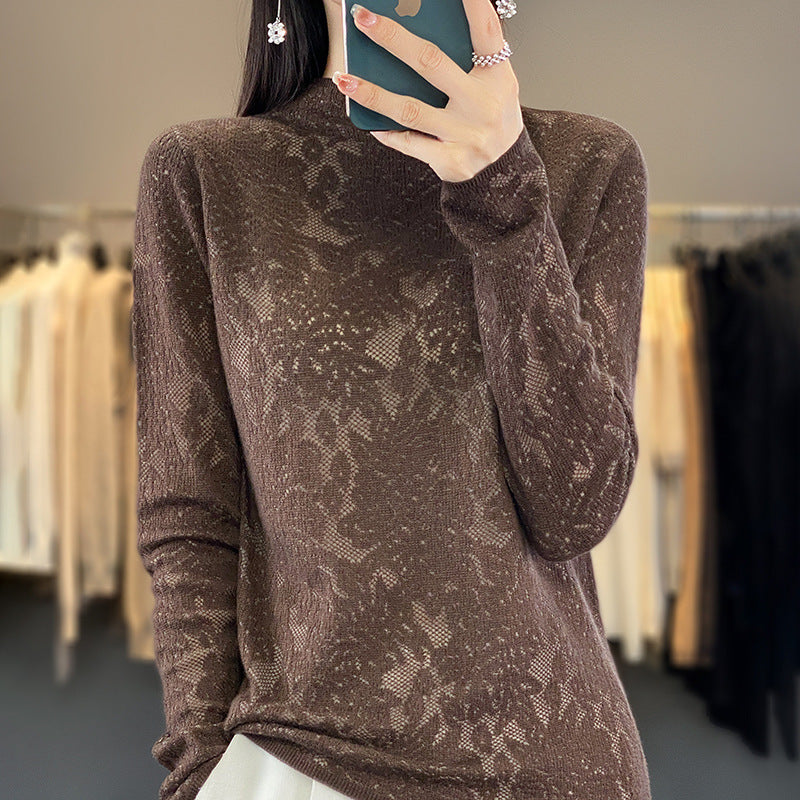 Half Turtleneck Hollow Out Sweater