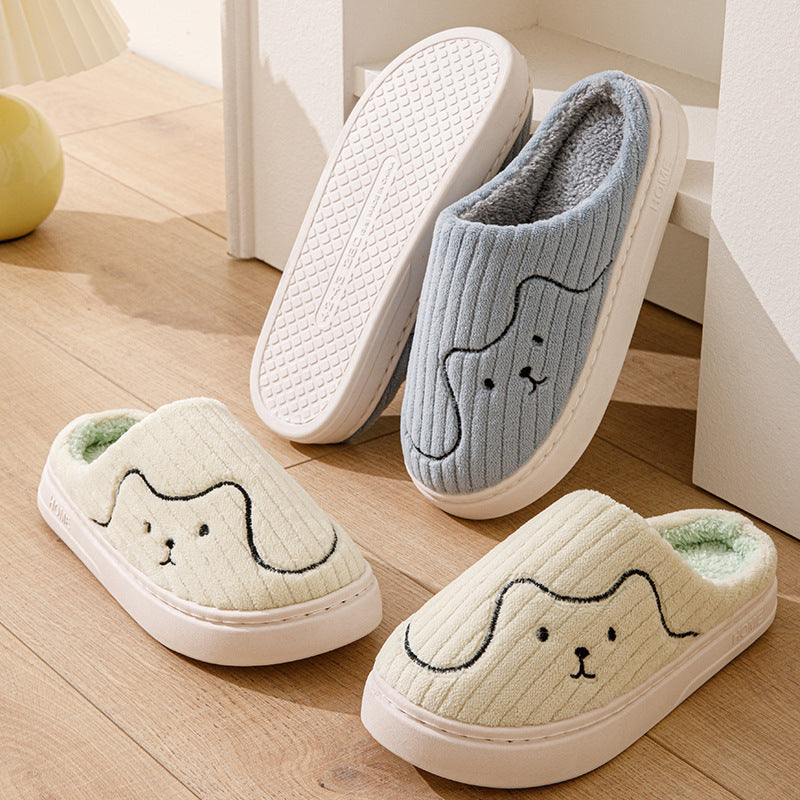 Striped Cat Slippers Indoor Couple Non-slip Floor Bedroom Slipper Winter Warm Plush House Shoes Women Men