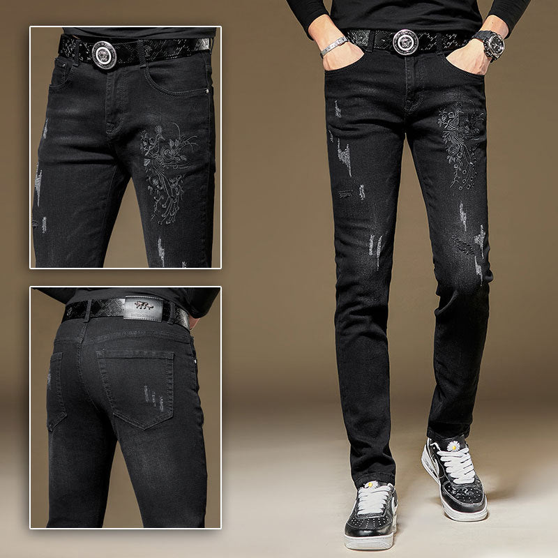 Men's Embroidered Jeans Slim Fit